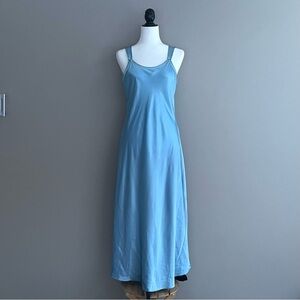 Vintage Jones New York baby blue satin maxi nightgown